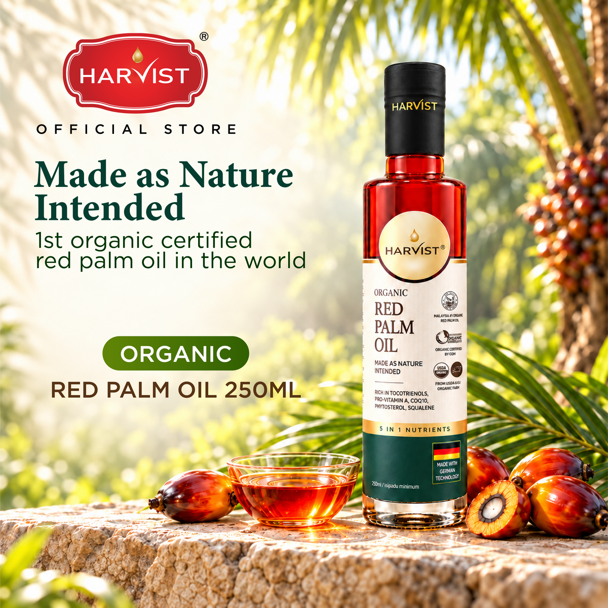 Harvist Organic Red Palm Oil 250ml