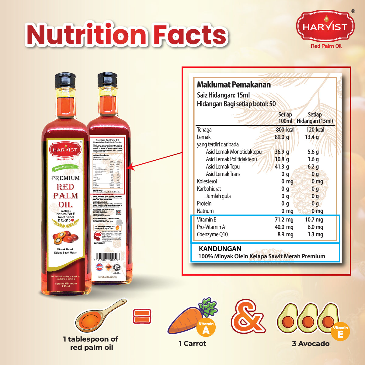 Harvist Premium Red Palm Oil 250ml